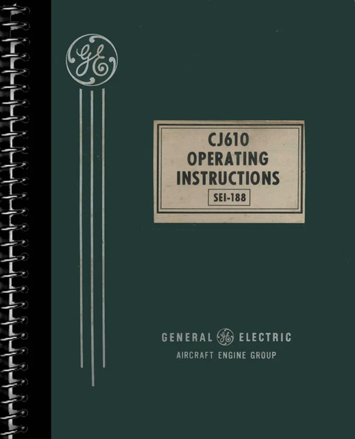 GENERAL ELECTRIC CJ610 Jet Engine Parts Service Manual GE Turbojet DVD