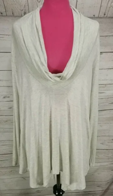 Neiman Marcus Asymmetrical Cowl Neck Tunic Blouse Gray Size M