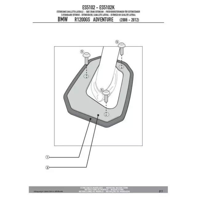 Extension Chevalet Latéral BMW 1200 R GS Adventure 2006-2013