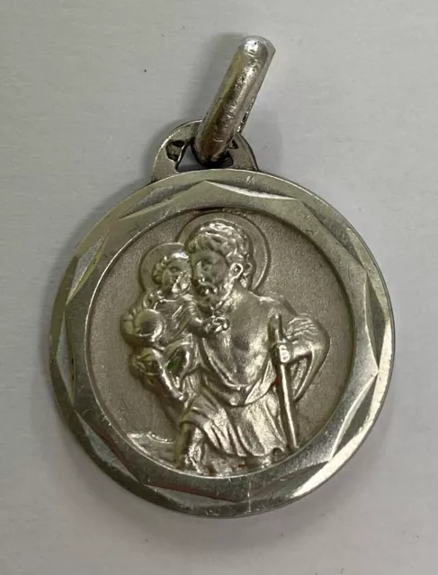 Médaille religieuse ancienne " Saint Christophe " - argent massif