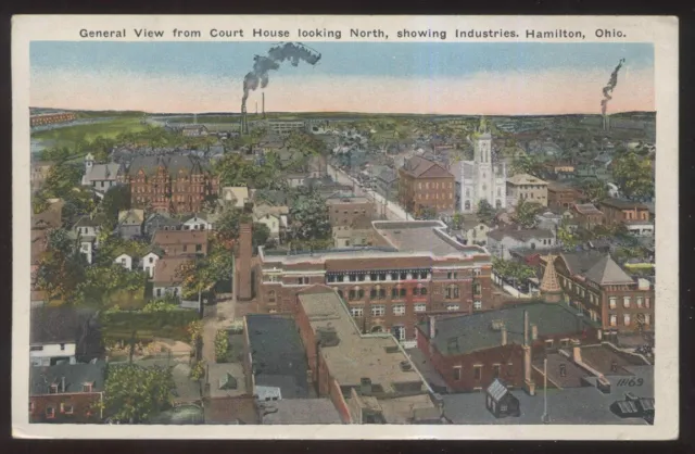 Postcard HAMILTON Ohio/OH  City/Town Bird's Eye Aerial view 1920's