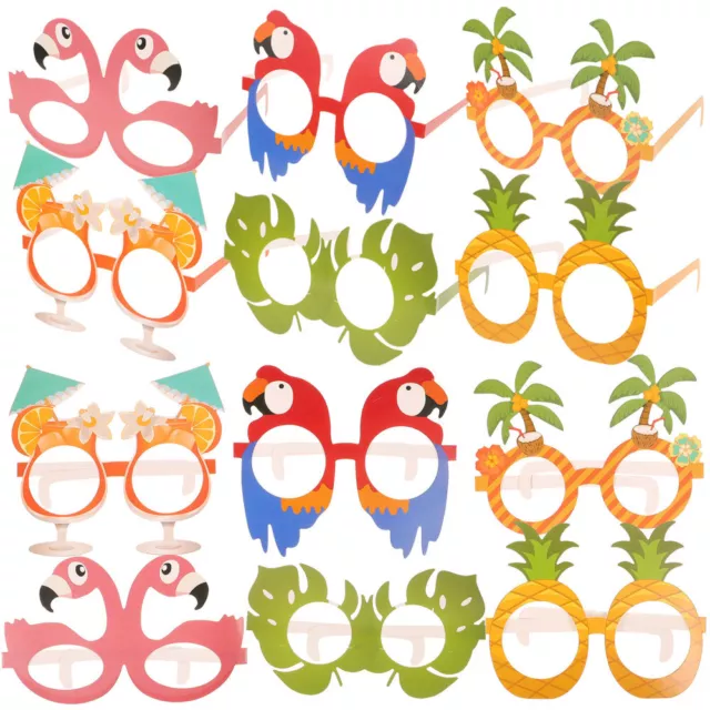 12pcs hawaiian tropical eyewear Luau Party Paper Glasses Hawaiian Flamingo