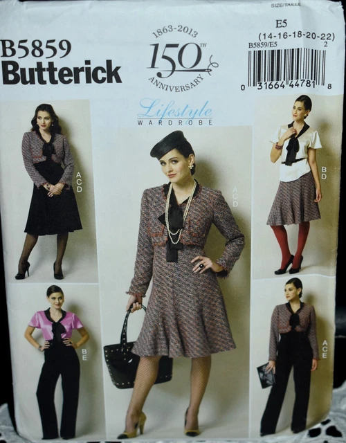 BUTTERICK Sewing Pattern 5859 Misses' Jacket Blouse Skirt Pants Size 14-22 UNCUT