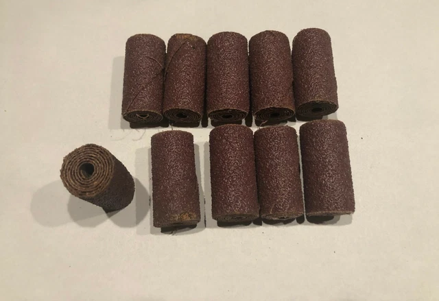 Straight Cartridge Rolls 1"x 2" x 1/4" 36 Grit Aluminum Oxide Abrasive 15 Pcs