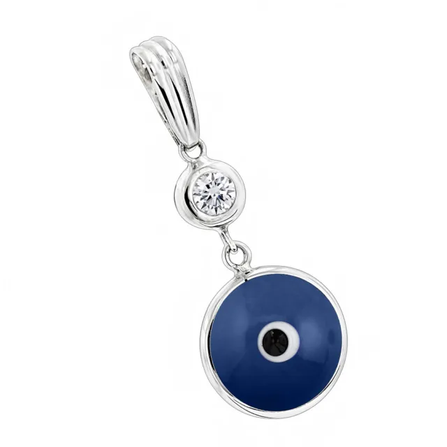 Luxurman Lucky Blue Evil Eye Jewelry 0.1ct Genuine Diamond Pendant in 14K Gold