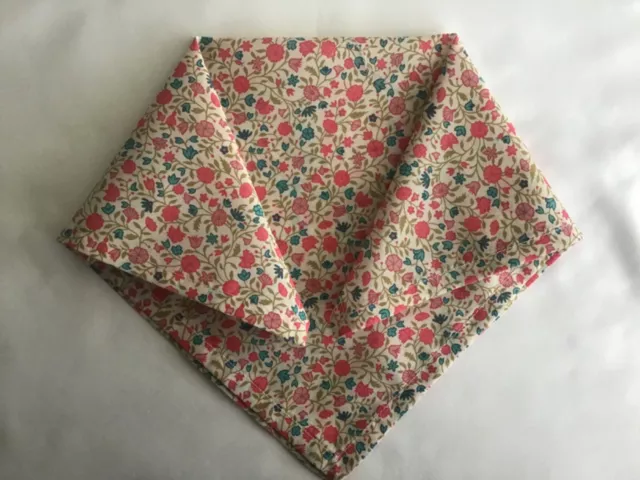 Handmade LIBERTY Tana Lawn Queens Gallery Handkerchief Wedding Pocket Square