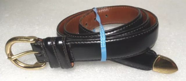 Crookhorn Davis Men's Dress Belt "Loafer Brush-Off" sz 34 Black Leather USA