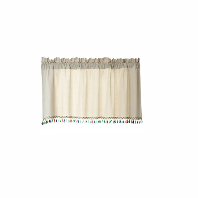 with Tassel Short Curtains  Rustic Farmhouse Kitchen Topper Window Treatment