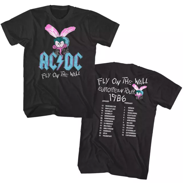 AC/DC Fly On The Wall European Tour 1986 Men's T Shirt Rock Band Concert Merch 2