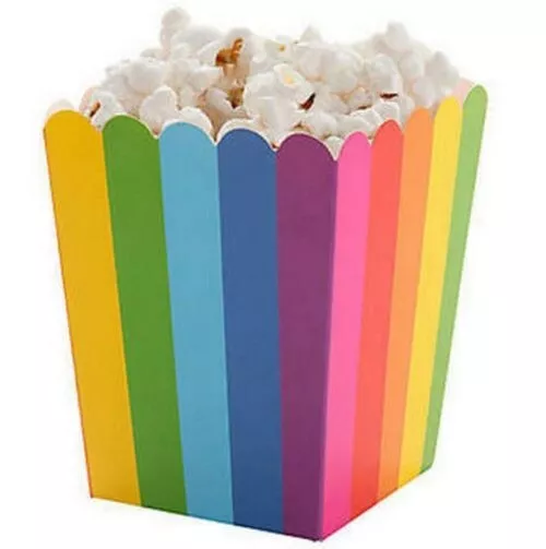 Pack of 12 - Rainbow Popcorn Boxes -  Party Box Favors