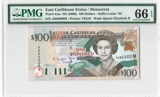 East Caribbean States 100 Dollars 2000 P-41m PMG 66 EPQ