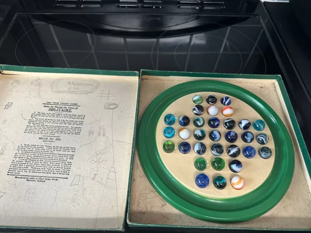 Vintage Chad Valley Solitaire And Glass Marbles