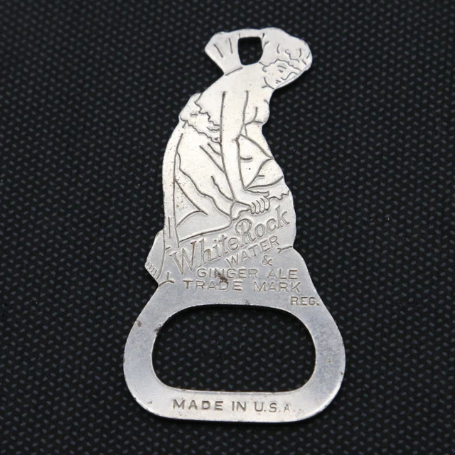 Vintage Metal White Rock Water & Ginger Ale Soda / Pop Bottle Opener Made In USA