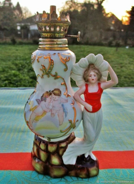 BASE LAMPE À Pétrole En Verre Émaillé Décor Floral Baccarat Legras Daum