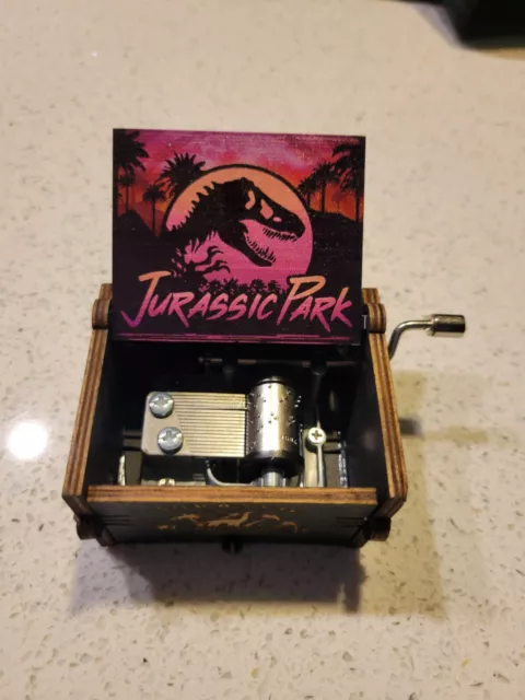 Jurassic Park Music Box Handcrafted Carved Wood Custom Plays Theme Song