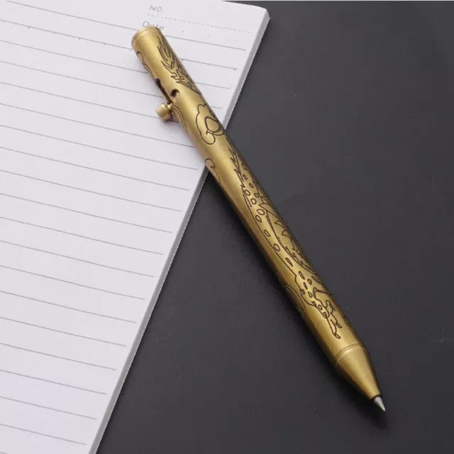 Solid Brass Bolt Action Tools Pen Ball Pen Office Stationery Outdoor EDC Tool