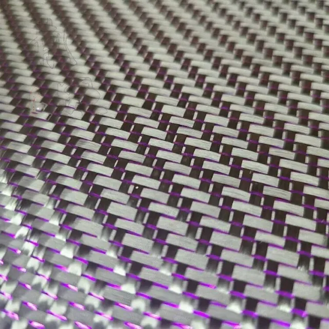 Purple Metallic Black Carbon fiber reflection mixed Twill fabric cloth 250gsm