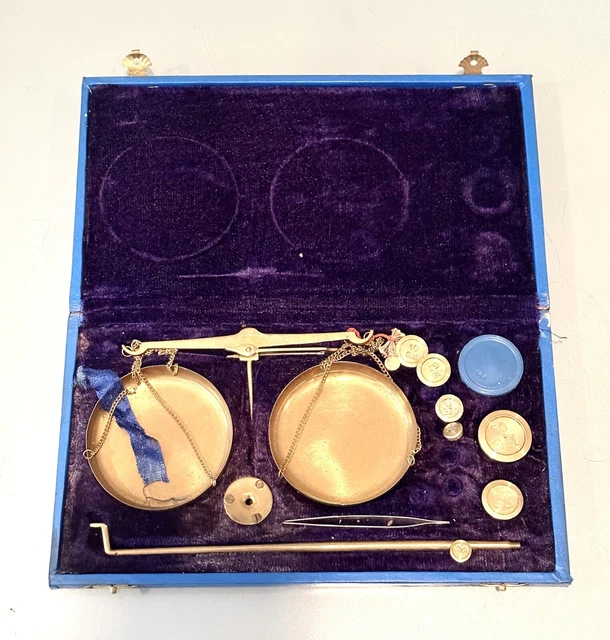 Vintage Antique India Brass Polished Apothecary Jewelry Balance Weight Scale