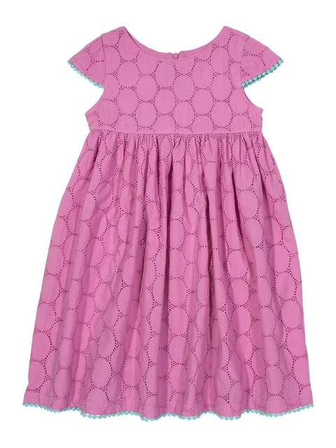 KITE Biologico - Abito Broderie Viola Inglese per Ragazze - da 3 a 5 anni