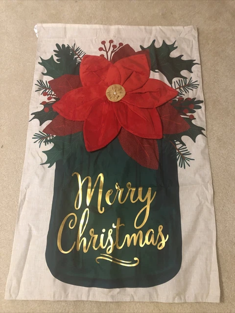 Christmas Poinsettia Wall hanging, Flag/banner