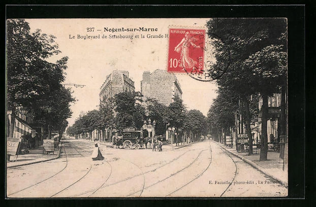 CPA Nogent-sur-Marne, Le Boulevard de Strasbourg et la Grande Rue 1912