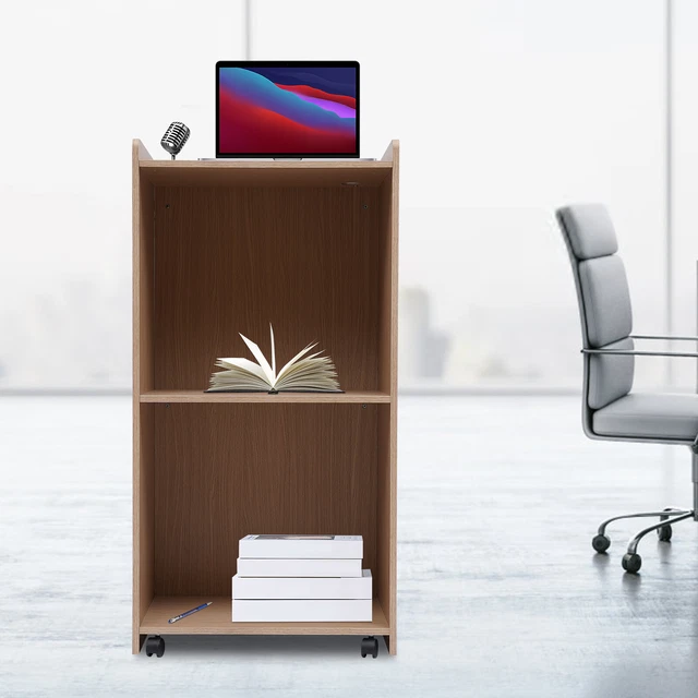 Portable Podium and Rolling Presentation Lectern Mobile Standing w/Caster Wheels Portable Podium and Rolling Presentation Lectern Mobile Standing w/Caster Wheels