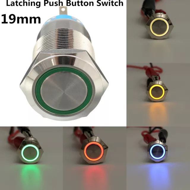 Interruttore Pulsante Antivandalo In Metallo 19 Millimetri 12V A Led 5 Colori