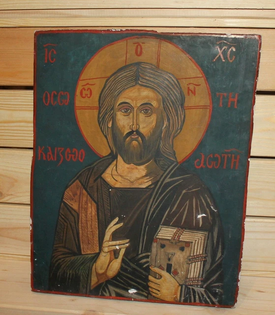 VINTAGE HAND PAINTED icon Jesus Christ $337.32 - PicClick CA