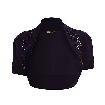 New Womens Plus size Purple Sequin Beaded Bolero Cardigan Shrugs 8-26