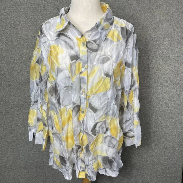 Alfred Dunner Women’s Semi Sheer Button Down Floral Blouse Sz 20W  3/4 Sleeve