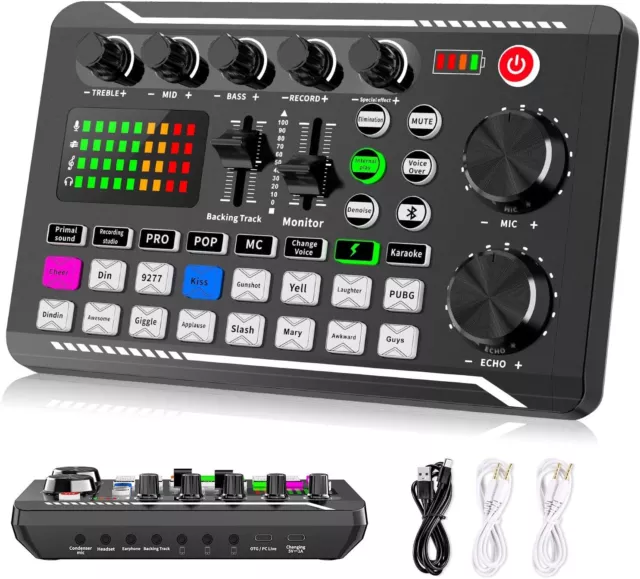 Professional Audio Mixer Voice Changer Live Sound Card for Streaming/Gaming