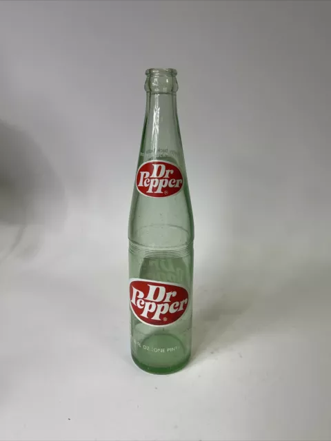 Vintage Dr Pepper Collectible Glass Green 70's Soda Bottle 10 FL Oz.