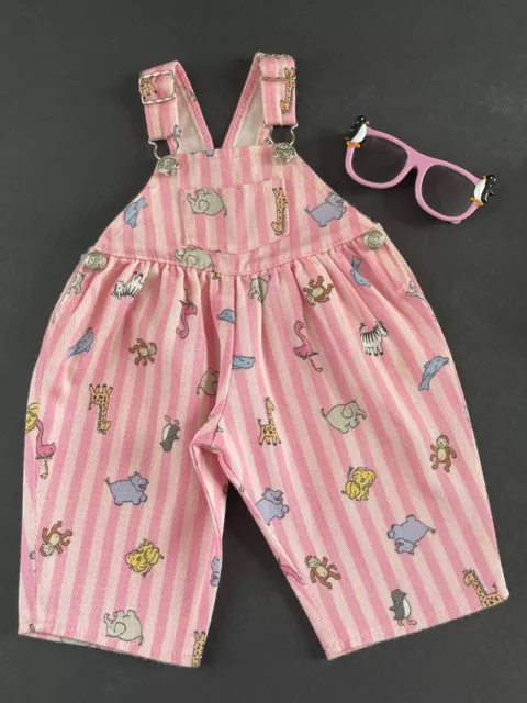 AMERICAN GIRL Bitty Baby 2000 Wild Things PINK OVERALLS Penguin Sunglasses