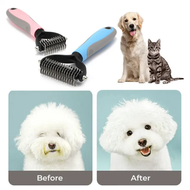 Grooming Brush For Pet Dog Cat Deshedding Tool Rake Comb Fur Remover Reduce 2