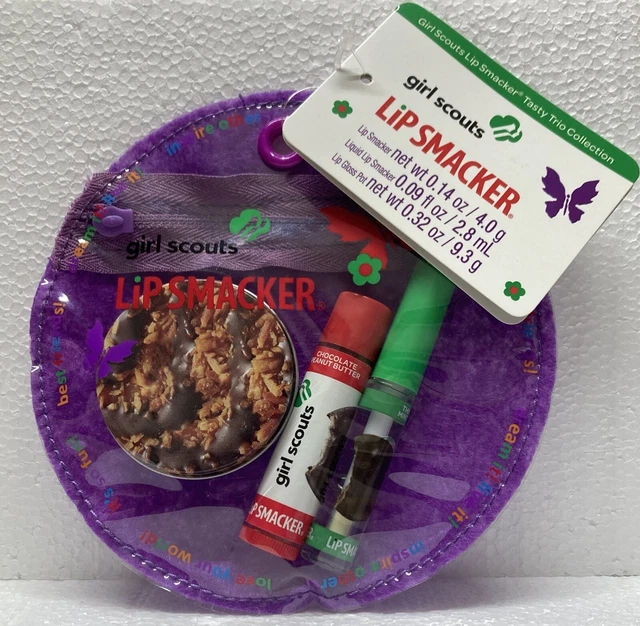 GIRL SCOUTS Lip Smacker Pouch TASTY TRIO Cookie Set Balm Gloss ASPIRE Bonne Bell