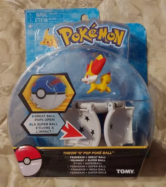 Fennekin & Poke ball Throw 'N' Pop Poke ball Pokémon TOMY NEW SEALED