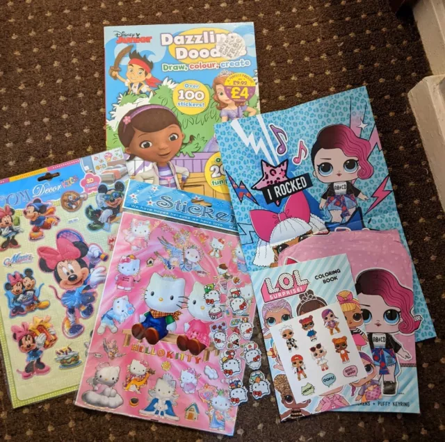 Girls Activity Bundle, Colouring, Stickers , Puzzles. Hello Kitty, Disney., Lol.