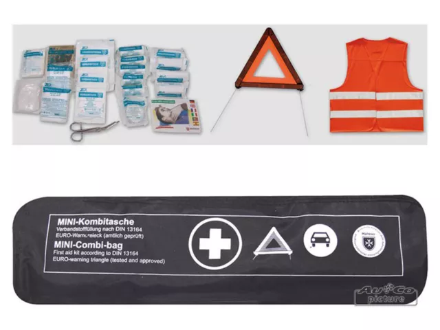 Kit Emergenza Auto,Pronto Soccorso,Triangolo, Giubbino Rifrangente Omologato