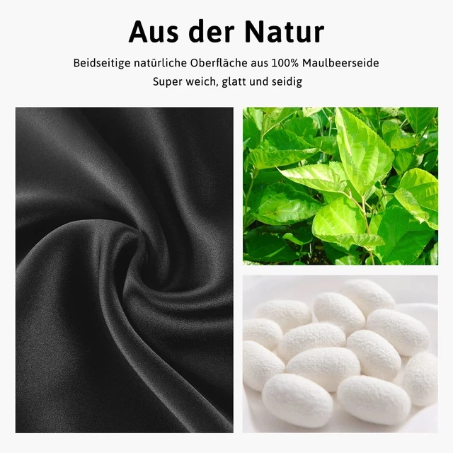 Schlafmaske Herren - Damen Seide Verstellbar Brille Augen Reise Augenbinde Black 7