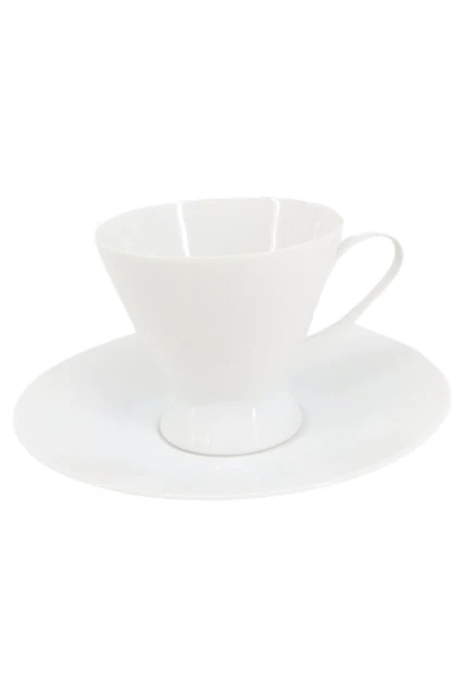 Elegante taza y plato inferior ROSENTHAL en blanco - joya de porcelana