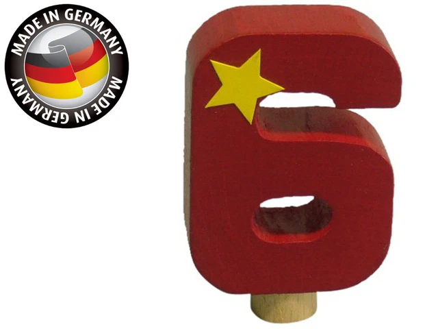 Numero compleanno 6 per portacandele Niermann, legno, numero felice compleanno bambini