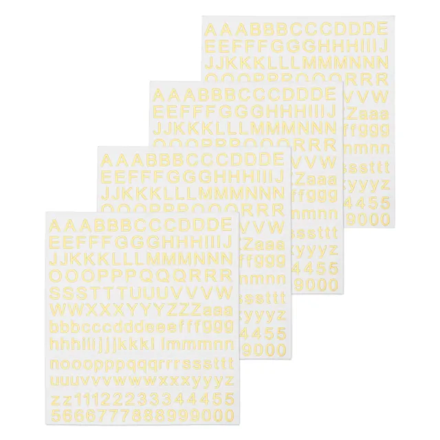 4Blätter Alphabet Buchstaben Nummer Harz Aufkleber 3D Klein A bis Z 1 bis 9 Gold