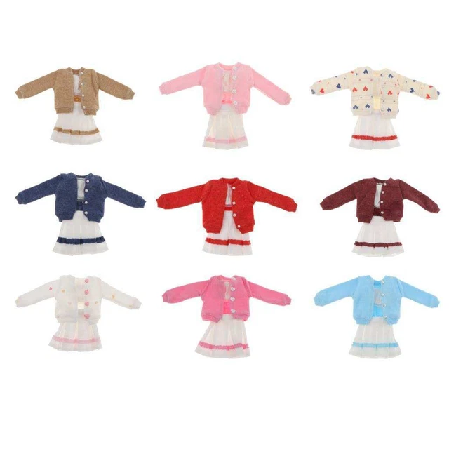 1/6 vestiti per bambole abiti in tre pezzi per accessori per bambole Blythe da