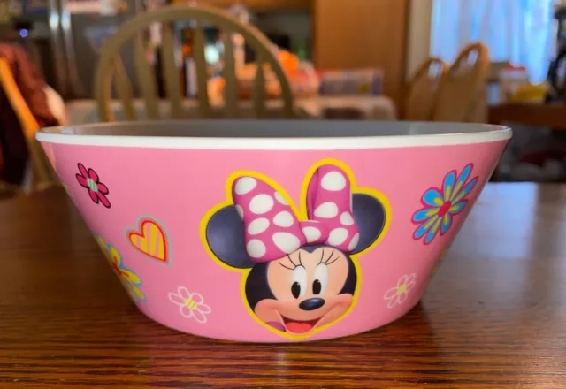 Disney MINNIE MOUSE Zak Designs Melamine Bowl Pink Flowers 6”