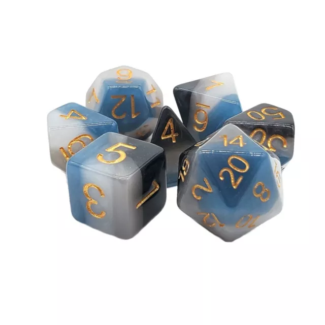 Old School Dice Gradient Dice Poly Set Dark of Night w/Gold (7) New