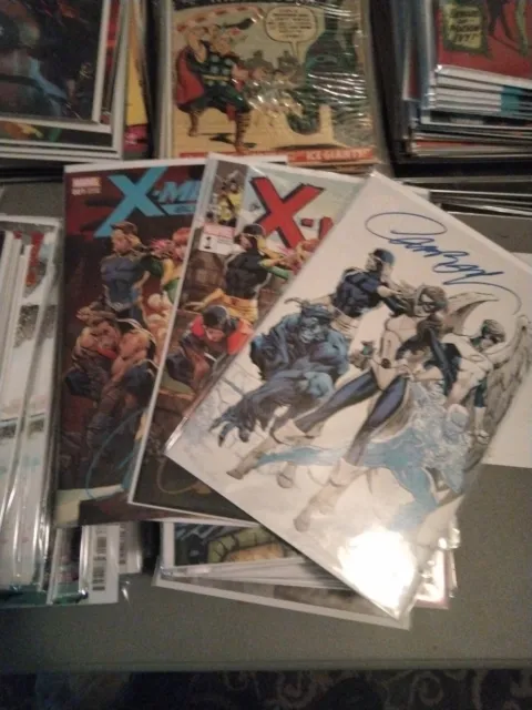 X-MEN BLUE #1 Marvel Comics Variant A+B+C Set Signed by J SCOTT CAMPBELL