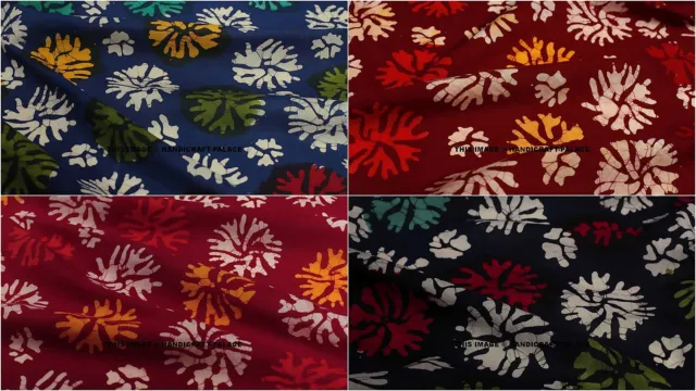 Par Yard Indien Coton Imprimé Floral Batik Couture Main Bloc Artisanat Tissu