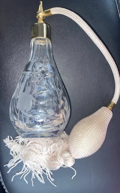 Vintage Boxed Stuart Diamond Cut Crystal Perfume Bottle with Atomiser