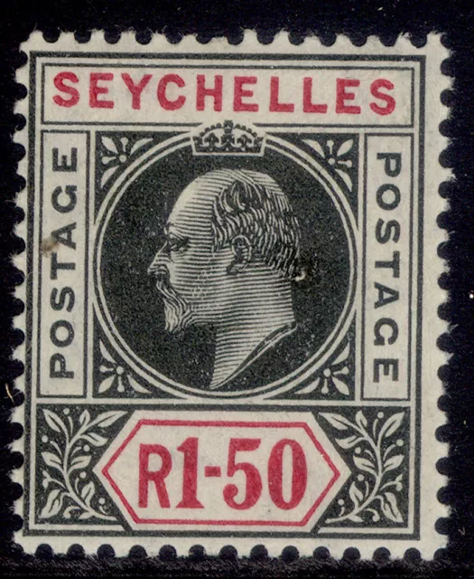 SEYCHELLES EDVII SG69, 1r 50 black & carmine, M MINT. Cat £60.