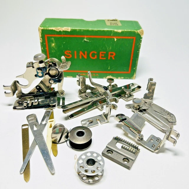 VINTAGE SINGER SEWING Machine Parts & Attachments in 121498 Box Dated